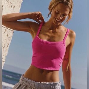 FP MOVEMENT by Free People All Clear Solid Cami/Tank Top Fuchsia Flirt